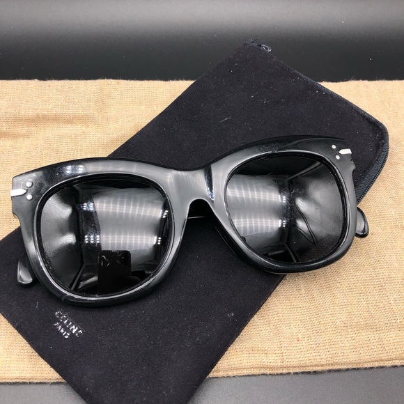 CELINE Sunglasses Oversized Classic Black Dark CL 41083/F/S has scratches - Picture 5 of 11